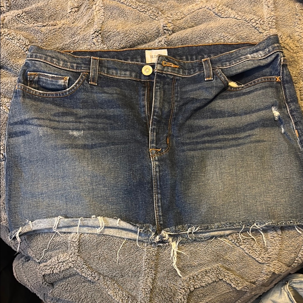 Hudson Denim Mini Skirt with Frayed Hem